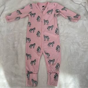 Monica and Andy 6-9 month pink zebra outfit snaps cute casual zoo sleep